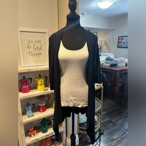 Navy blue duster in wool acrylic mix